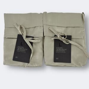 Restoration Hardware Italian Micro Pleat 600 Sateen Lumbar Sham Set Sand Tan